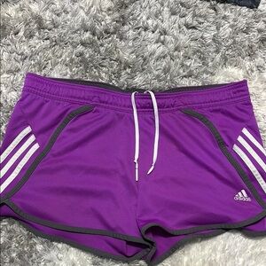 Adidas Purple Athletic Shorts with Elastic Waistband